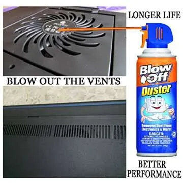 Compressed Air Duster Can MAX Professional Cleaner 1111 Blow Off Non-toxic & No Bitternt 8oz. Stop the Build-up of Dust in Your Electronics, Clogging up the Cooling Fan. Pack of 2