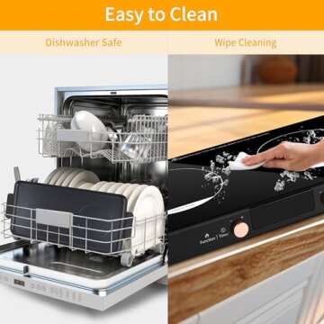 ONNASE Double Induction Cooktop, 1800W Electric Stove Top Burner with Removable Non-Stick Griddle Pan, 2 Induction Burners, 11 Temperature & Power Levels, 3-Hour Timer, Black