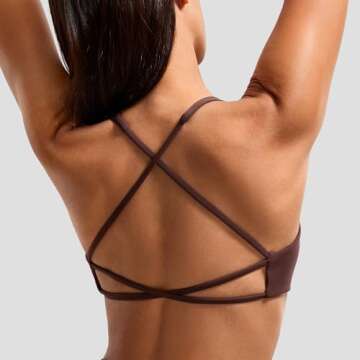 VANTONIA Womens Butterluxe Sports Bras Strappy Criss-Cross Back Twist Front Sports Bra Backless Workout Bra-Lily Bra Taupe X-Small