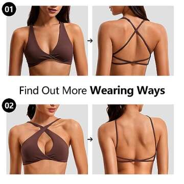 VANTONIA Womens Butterluxe Sports Bras Strappy Criss-Cross Back Twist Front Sports Bra Backless Workout Bra-Lily Bra Taupe X-Small