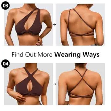 VANTONIA Womens Butterluxe Sports Bras Strappy Criss-Cross Back Twist Front Sports Bra Backless Workout Bra-Lily Bra Taupe X-Small