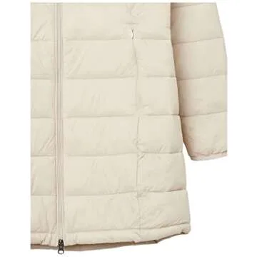 Amazon Essentials Women's Lightweight Full-Zip Water-Resistant Hooded Puffer Coat (Available in Plus Size), Stone, Small