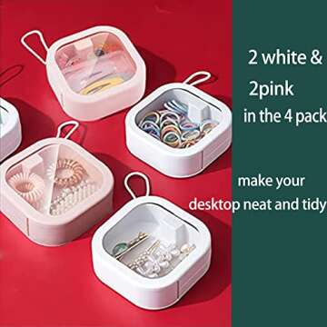 4pcs Hair Tie Organizer for Travel and Bathroom Storage