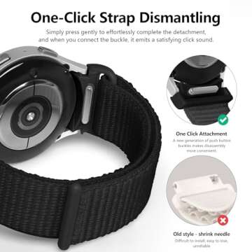 2 Pack Nylon Loop Band for Samsung Galaxy Watch 7 FE 6 5 4 Band 40mm 44mm/Galaxy Watch 6 Classic Ban...