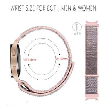 2 Pack Nylon Loop Band for Samsung Galaxy Watch 7 FE 6 5 4 Band 40mm 44mm/Galaxy Watch 6 Classic Bands 47mm 43mm/Galaxy Watch 5 Pro 45mm/Watch 4 Classic Bands 46mm 42mm, 20mm One Click Nylon Band