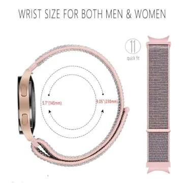 2 Pack Nylon Loop Band for Samsung Galaxy Watch 7 FE 6 5 4 Band 40mm 44mm/Galaxy Watch 6 Classic Bands 47mm 43mm/Galaxy Watch 5 Pro 45mm/Watch 4 Classic Bands 46mm 42mm, 20mm One Click Nylon Band