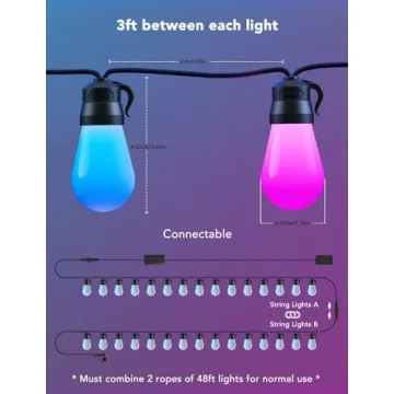 Govee Smart Outdoor String Lights 96ft RGBIC WiFi Alexa