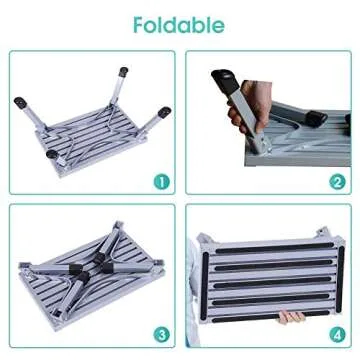 Portable RV Steps Platform Foldable Anti-Slip Rubber Feet 330lbs Load Capacity Durable Ladder Caravan Camping Tool Portable