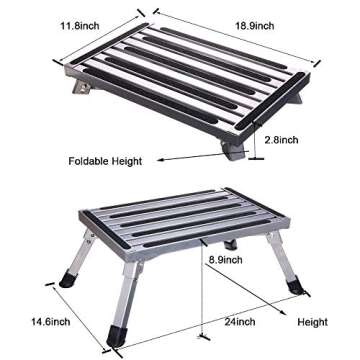 Portable RV Steps Platform Foldable Anti-Slip Rubber Feet 330lbs Load Capacity Durable Ladder Caravan Camping Tool Portable