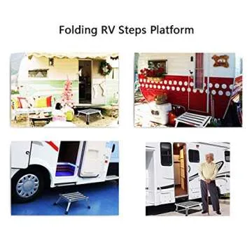 Portable RV Steps Platform Foldable Anti-Slip Rubber Feet 330lbs Load Capacity Durable Ladder Caravan Camping Tool Portable