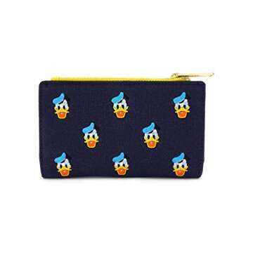 Loungefly x Disney Donald Duck All-Over Print Embroidered Canvas Zip Wallet, Multicolored, One Size