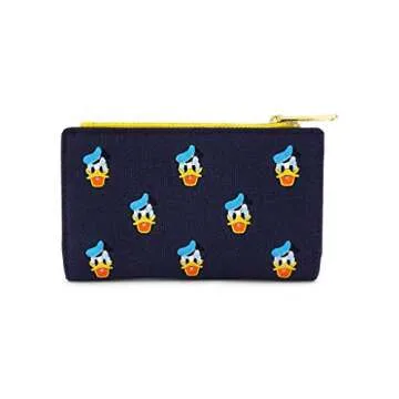 Loungefly x Disney Donald Duck All-Over Print Embroidered Canvas Zip Wallet, Multicolored, One Size