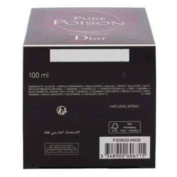 Dior Christian Pure Poison Eau de Parfum Spray, 3.4 Ounce, floral fragrance, Multicolor