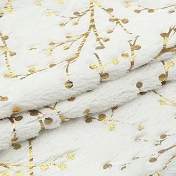LIGICKY Set of 2 Fluffy White Faux Fur Pillow Covers with Gold Branches Glitter Printed Throw Pillows Decorative Soft Furry Sparkling Square Cushion Cases for Sofa Bedroom Party Décor, 18 x 18 inch