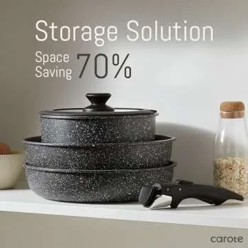 CAROTE 11pcs Nonstick Cookware Set - Space Saving & Versatile