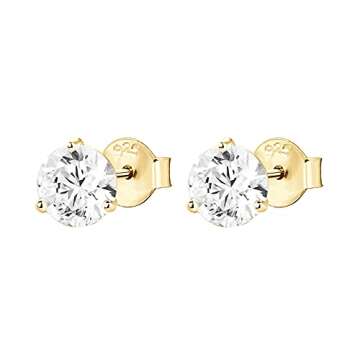 PAVOI Gold Plated Silver Cubic Zirconia Stud Earrings for Women