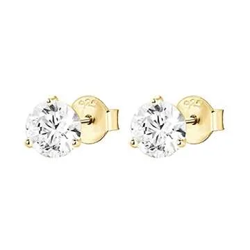 PAVOI Gold Plated Silver Cubic Zirconia Stud Earrings for Women