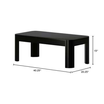 Plank+Beam Small Modern Rounded Coffee Table - Durable, Stylish Design for Any Living Space