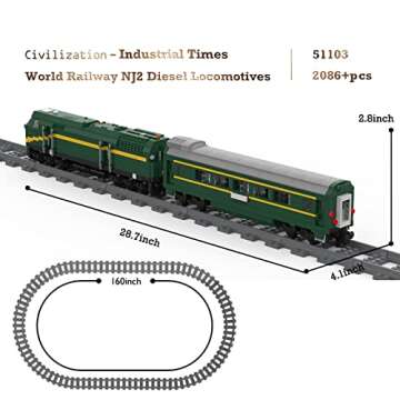 JMBricklayer Remote Control Train Set with Light, Model Train Building Sets with Train Tracks, Creat...