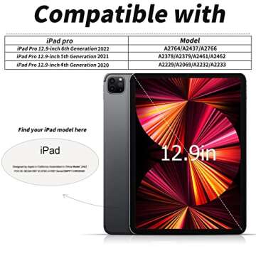 kenke Case for iPad Pro 12.9 Inch with Pencil Holder 2022/2021/2020, Slim Trifold Smart Protective Cover, Soft TPU Back Case with Auto Sleep/Wake for iPad Pro 12.9" 6th/5th/4th Generation, Pink