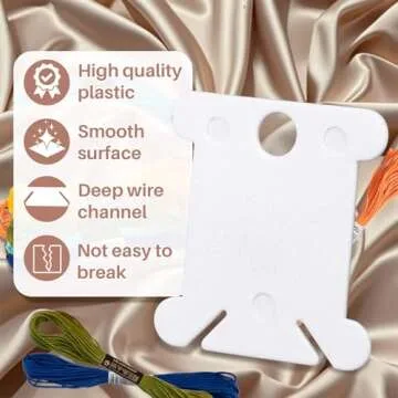 150PCS RAINFLOW Plastic Embroidery Floss Bobbins - White Embroidery Floss Organizer for Cross Stitch Yarn Bobbin Winder for Sewing Thread Storage Embroidery Needlework Supplies