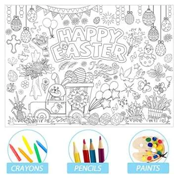 Tevxj Easter Coloring Poster for Kids - Giant Fun!