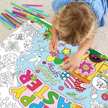Tevxj Easter Coloring Poster for Kids - Giant Fun!