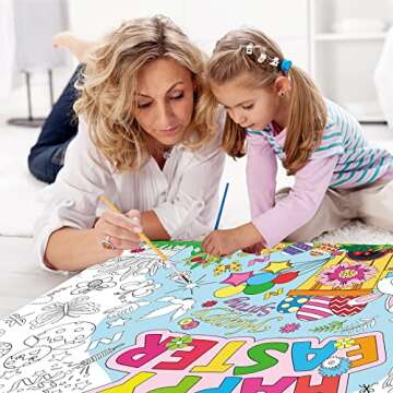 Tevxj Easter Coloring Poster for Kids - Giant Fun!