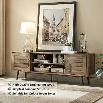 EDYO LIVING 65" Mid Century Modern TV Stand with Storage