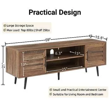 EDYO LIVING 65" Mid Century Modern TV Stand with Storage