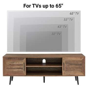 EDYO LIVING 65" Mid Century Modern TV Stand with Storage