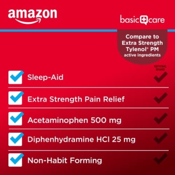 Amazon Basic Care Acetaminophen PM Caplets for Restful Sleep
