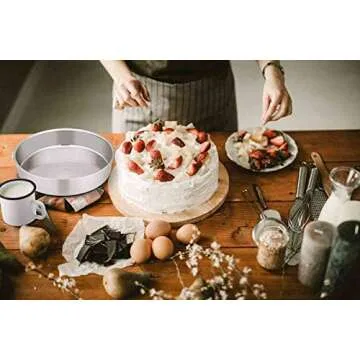 TeamFar Cake Pan Set of 2, 8 Inch Cake Pan Round Tier Cake Pan Set Stainless Steel, Healthy & Heavy Duty, Mirror Finish & Easy Clean, Dishwasher Safe