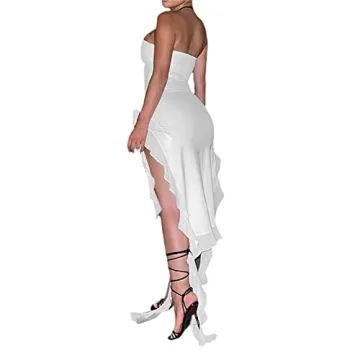 Shop Women Sexy Tube Top Dress 3D Floral Tassels