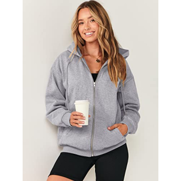 Stylish ANRABESS Zip Up Hoodie for Women - Cozy & Chic