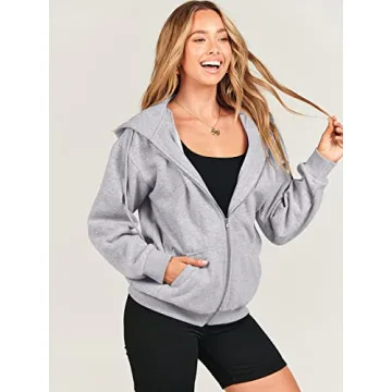 Stylish ANRABESS Zip Up Hoodie for Women - Cozy & Chic
