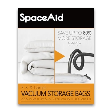 SpaceAid Jumbo Vacuum Storage Bags - Save Space for Comforters, Blankets, and Clothes (3 Pack)