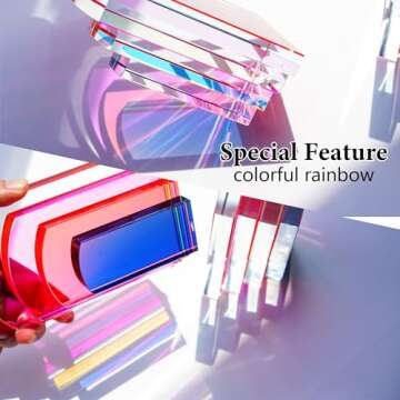 H&D HYALINE & DORA Heavy Crystal Bookends Colorful Decorative Non-Skid Geometric Bookends for Shelves,Decorative Book Holders for Home and Office,Modern Sturdy Book Holders for Heavy Books