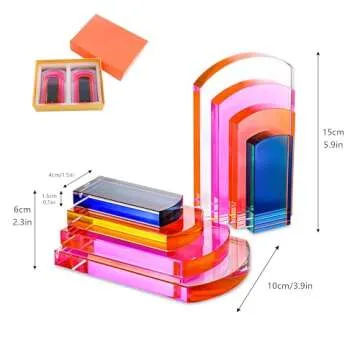 H&D HYALINE & DORA Heavy Crystal Bookends Colorful Decorative Non-Skid Geometric Bookends for Shelves,Decorative Book Holders for Home and Office,Modern Sturdy Book Holders for Heavy Books