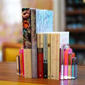 H&D HYALINE & DORA Heavy Crystal Bookends Colorful Decorative Non-Skid Geometric Bookends for Shelves,Decorative Book Holders for Home and Office,Modern Sturdy Book Holders for Heavy Books