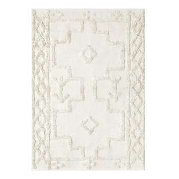 Uphome Boho Area Rug 3' x 5', Cream Washable Cotton Woven Entryway Rug with Tassels, Moroccan Tufted...