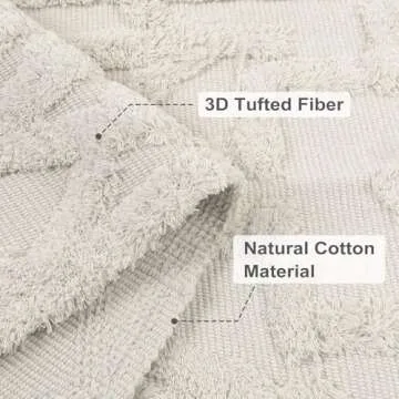 Uphome Boho Area Rug 3' x 5', Cream Washable Cotton Woven Entryway Rug with Tassels, Moroccan Tufted Bedroom Rug, Farmhouse Tribal Floor Carpet for Entry Office Porch Living Room Kitchen