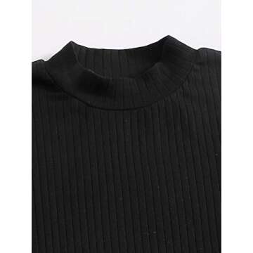 Floerns Women's Solid Rib-Knit Mock Neck Short Sleeve Bodycon Dress Black XS