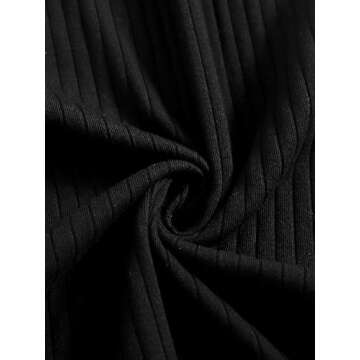Floerns Women's Solid Rib-Knit Mock Neck Short Sleeve Bodycon Dress Black XS