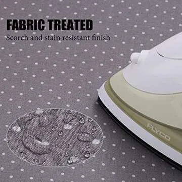 BNDX XL Iron Board Cover and pad - 18” x 49” Thick 4 Layers Padding Elastic with Wide Edge, Stain Resistant & Durable Scorch, 2 Buckle Types(White Dot)