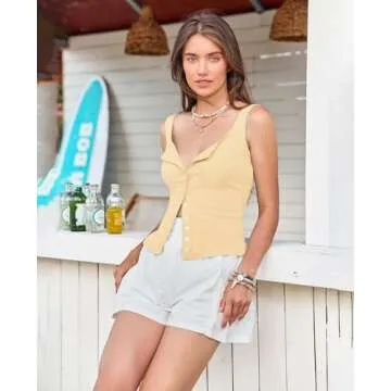 Stylish Yousify Button Down Sweater Vest for Women