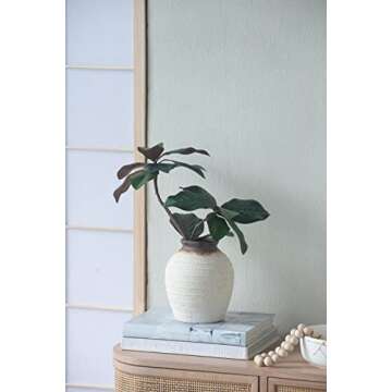 Seasonal Abode Inc Modern Ceramic Vase, Home Decor, Rustic Beige White Decorative Flower Vase, Flowe...