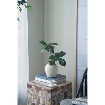 Seasonal Abode Inc Modern Ceramic Vase, Home Decor, Rustic Beige White Decorative Flower Vase, Flower Vase Set for Table Shelf Living Room Boho Home Decor,Gift, 6x6x7.2 in