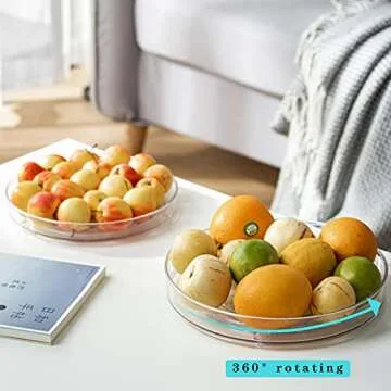 FULUDM Lazy Susan Organizer Turntable for Cabinet - 2 Pack 10.6" Clear Lazy Susan Rotating Spice Rack Storage for Kitchen Table Pantry Plastic