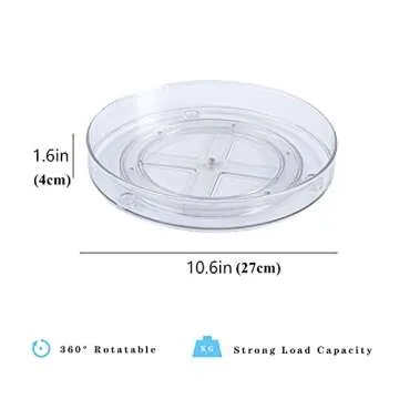 FULUDM Lazy Susan Organizer Turntable for Cabinet - 2 Pack 10.6" Clear Lazy Susan Rotating Spice Rack Storage for Kitchen Table Pantry Plastic